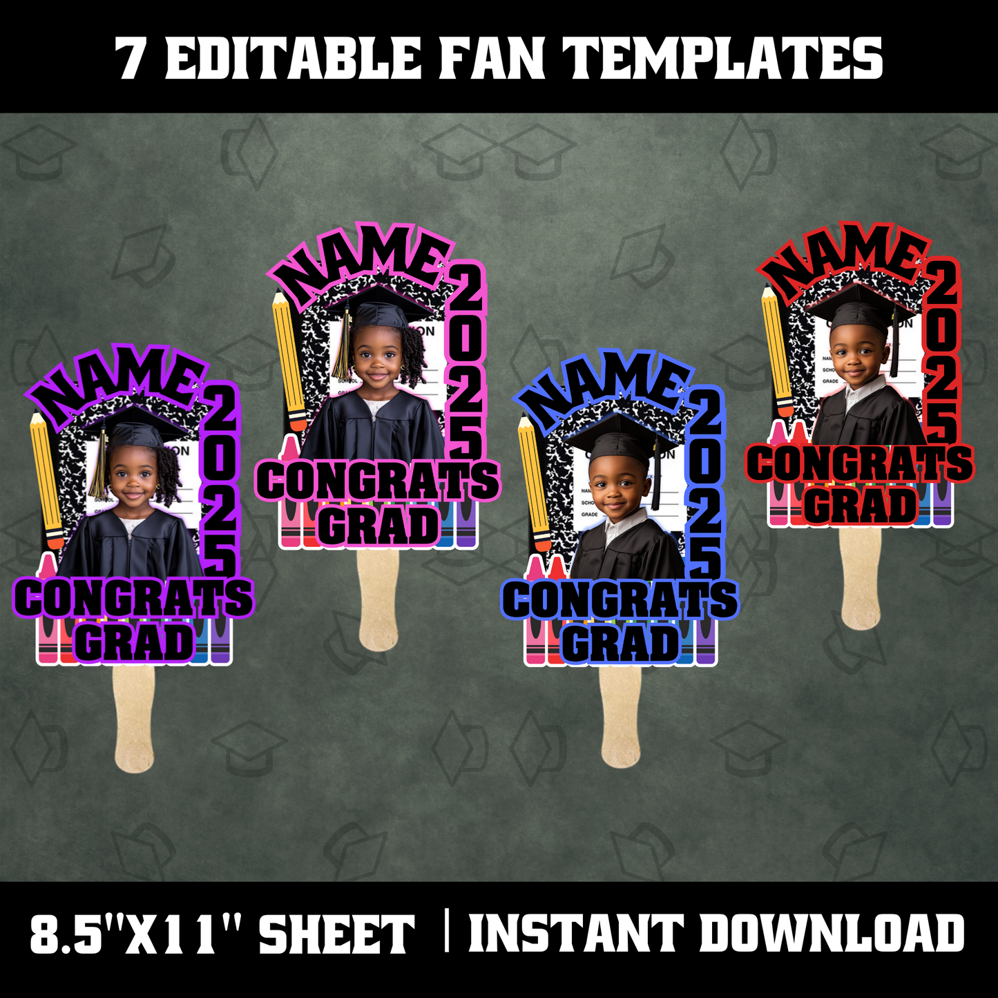 Kindergarten Graduation Fans | Instant Download CANVA