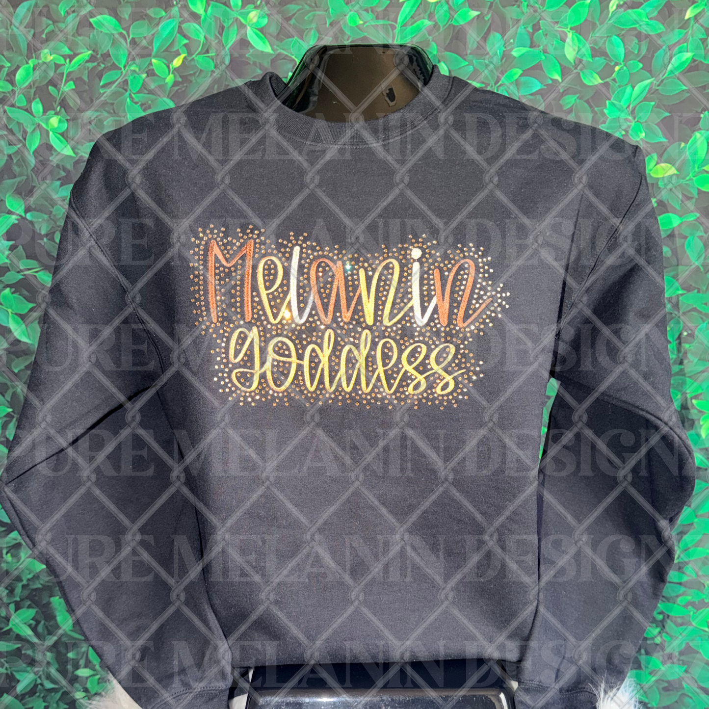 Melanin Goddess Bling Embroidered Sweatshirt