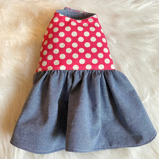 Pink Polka Dog Dog Dress