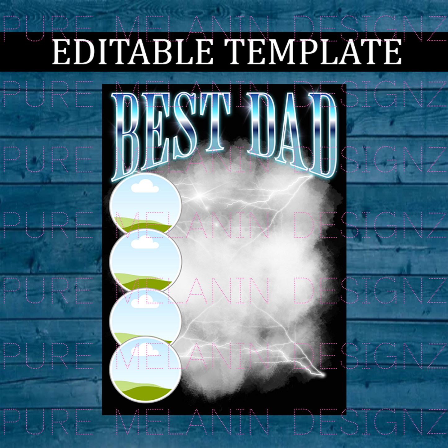 Dad Tee Template (Canva) - Ice Blue