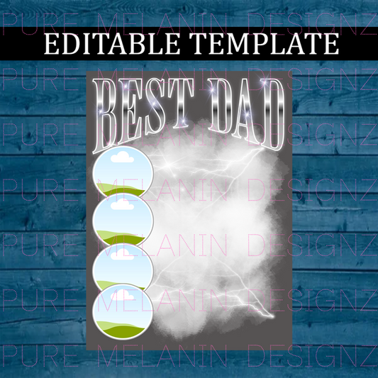 Dad Tee Template (Canva) - Metallic Silver