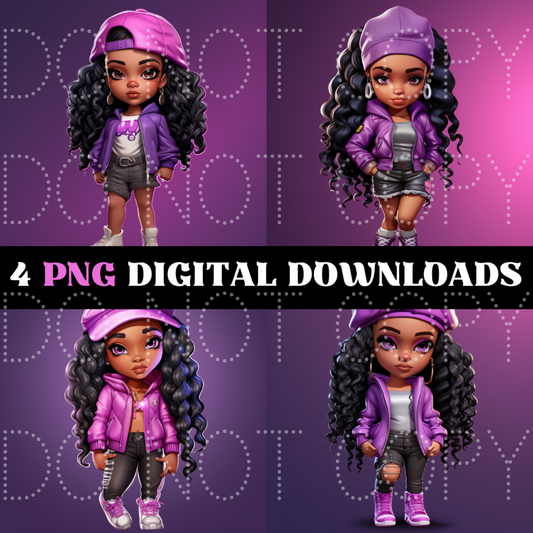 Cute cartoon hip-hop girl PNG