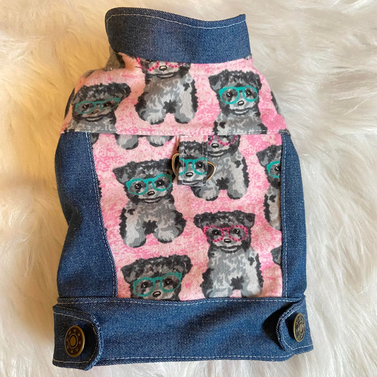 Denim Dog Jacket With Glasses