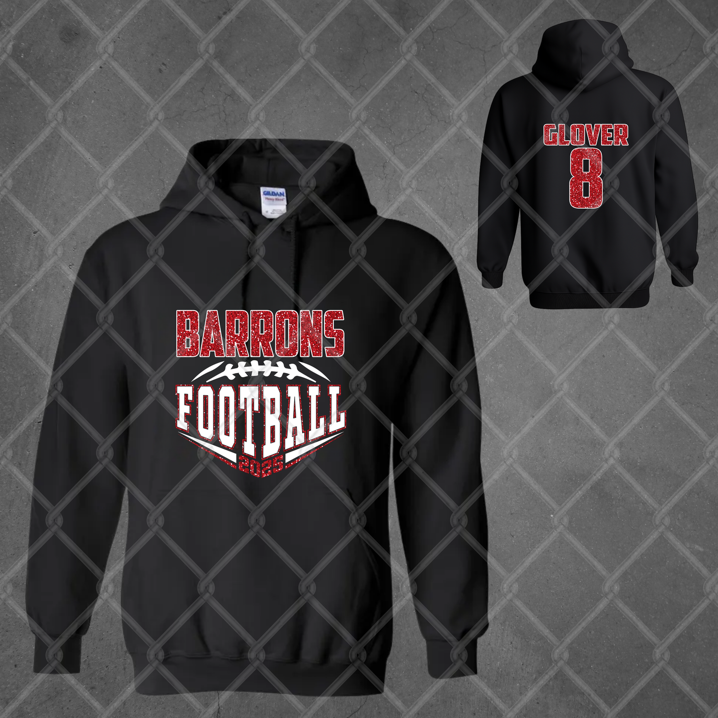 Custom Glitter Football Hoodie