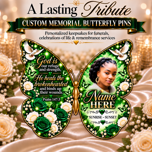🦋 Custom 3D Memorial Butterfly Pin | A Lasting Tribute