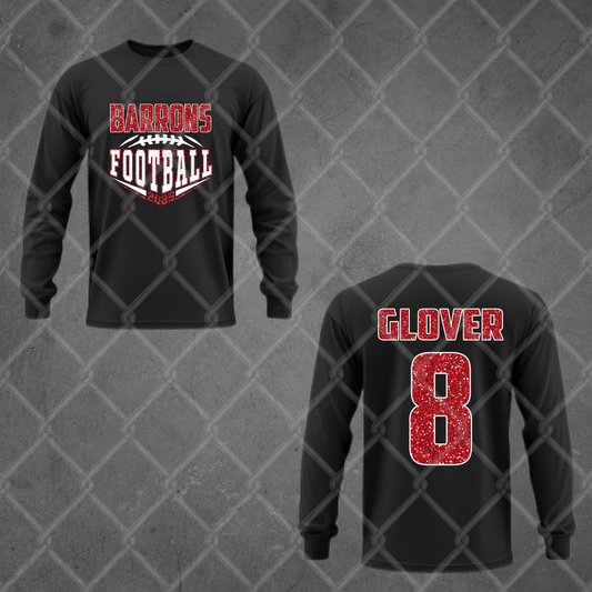 Custom Glitter Football Long Sleeve Shirt