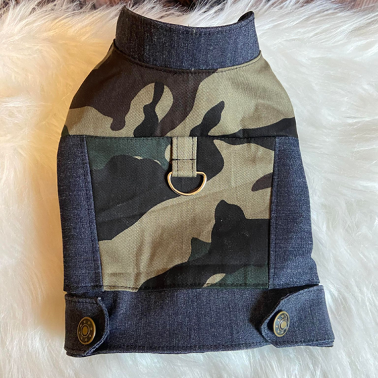 Denim Army Fatigue Dog Jacket