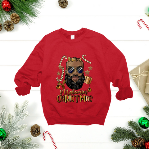 Have A Melanin Christmas Bearded Man - Crewneck