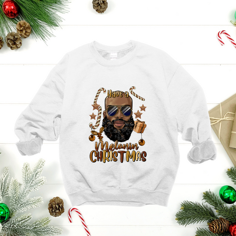 Have A Melanin Christmas Bearded Man - Crewneck