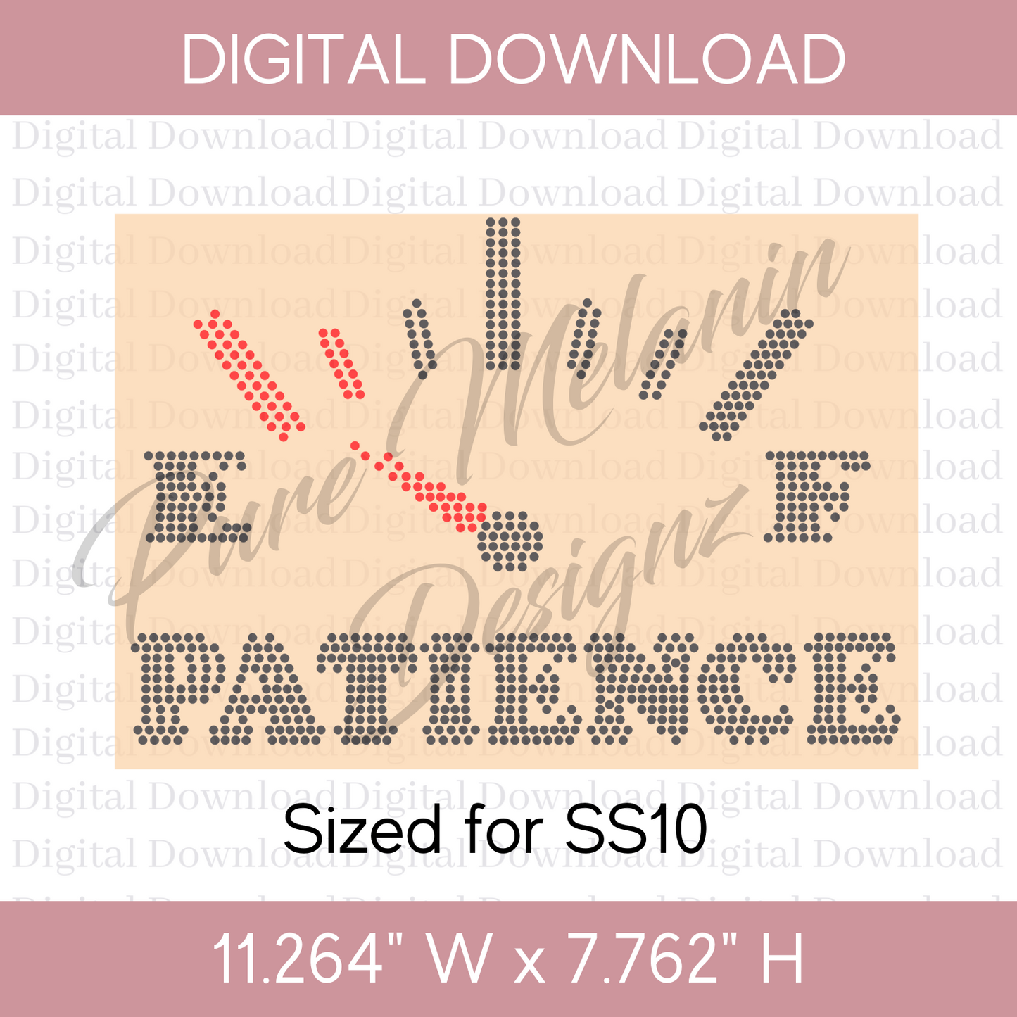 Patience on E Rhinestone Template