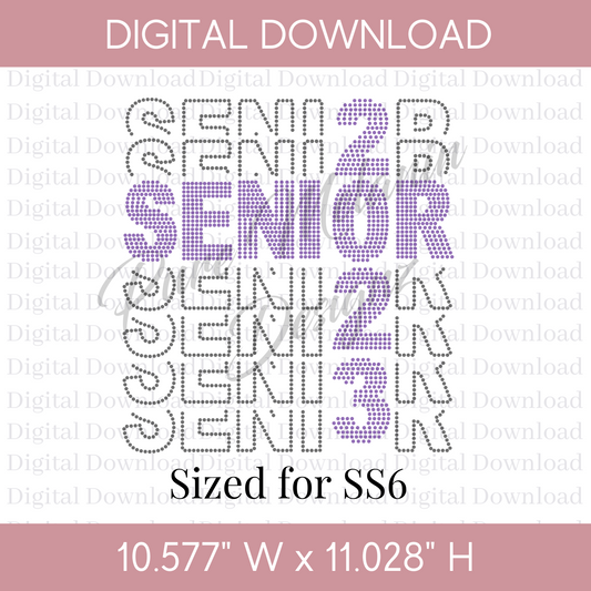 Senior 23 stacked Rhinestone Template