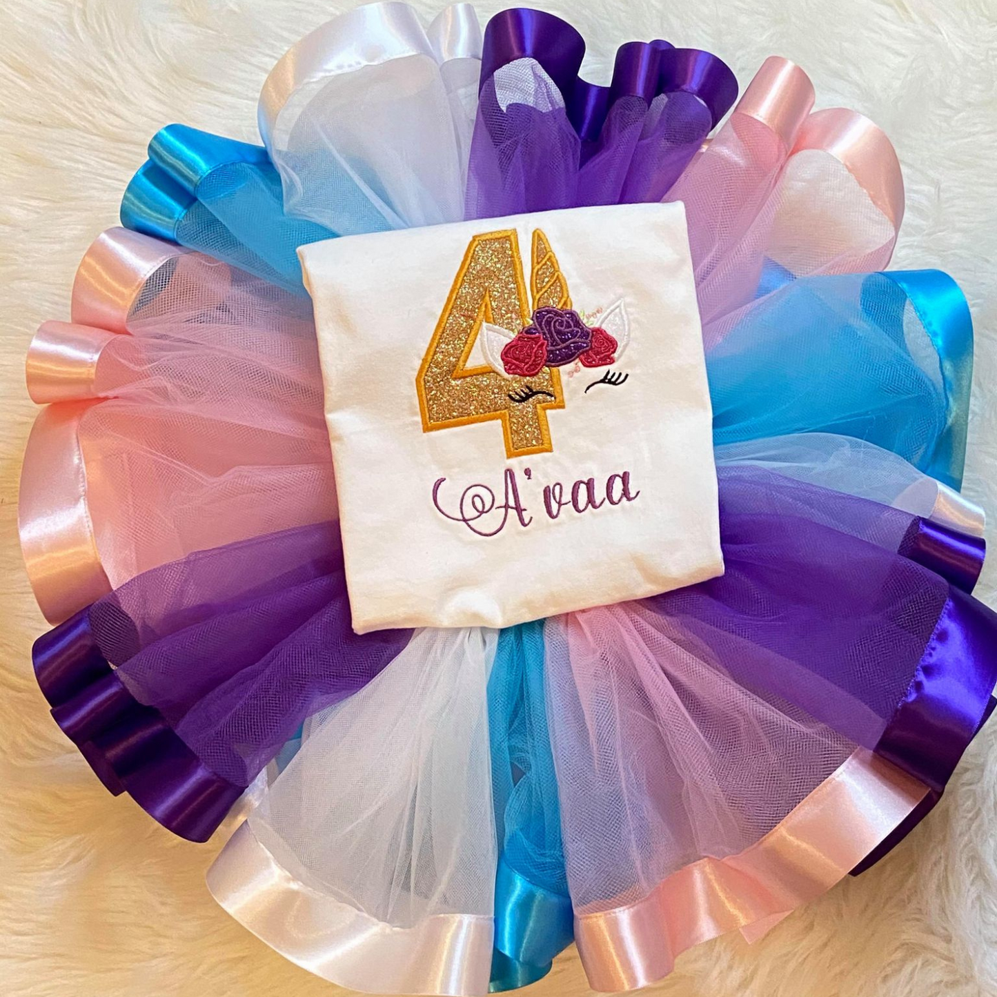 Ribbon Trim Tutu Set